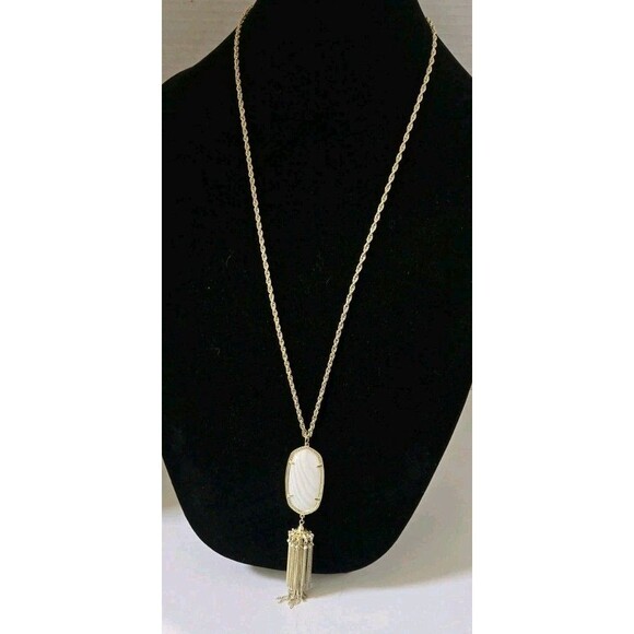 Kendra Scott Rayne Mother Of Pearl Pendent Gold Plated 30-32" Long  Necklace - Picture 6 of 10